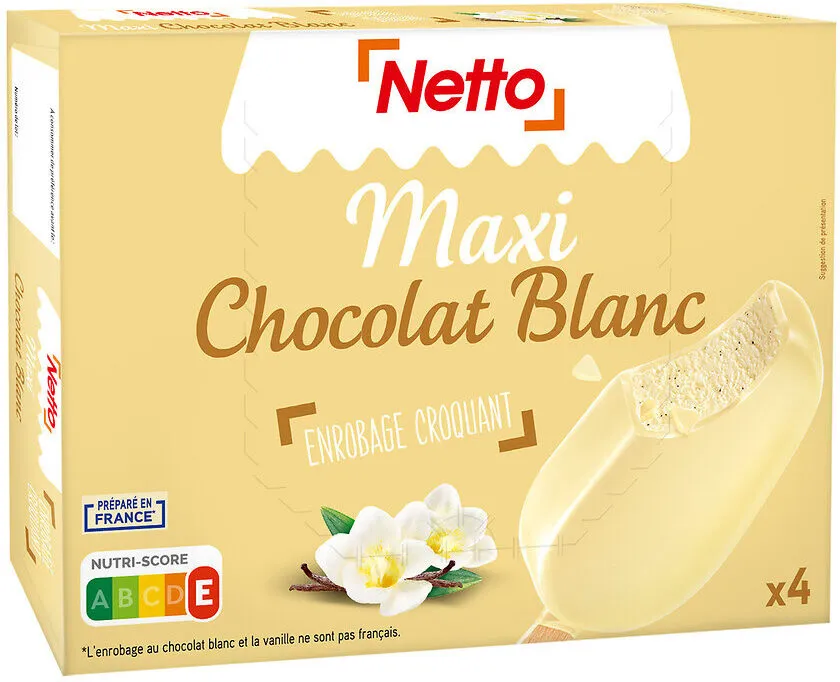 Maxi vanille (G) enrobage chocolat blanc x4 - 120mL