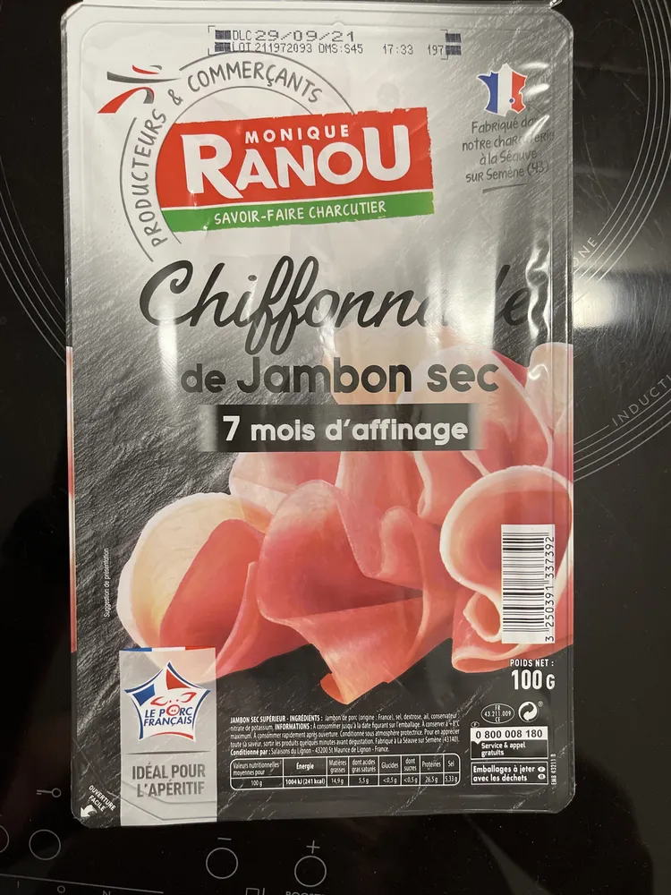 La Chiffonnade, Jambon Sec, La Barquette De 100g