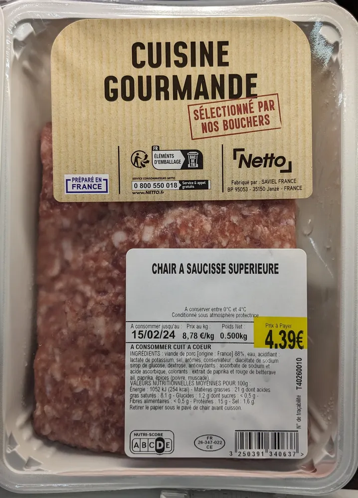 Chair à saucisse supérieure