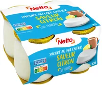 YAOURT AU LAIT ENTIER POT VERRE 4X125G- saveur citron