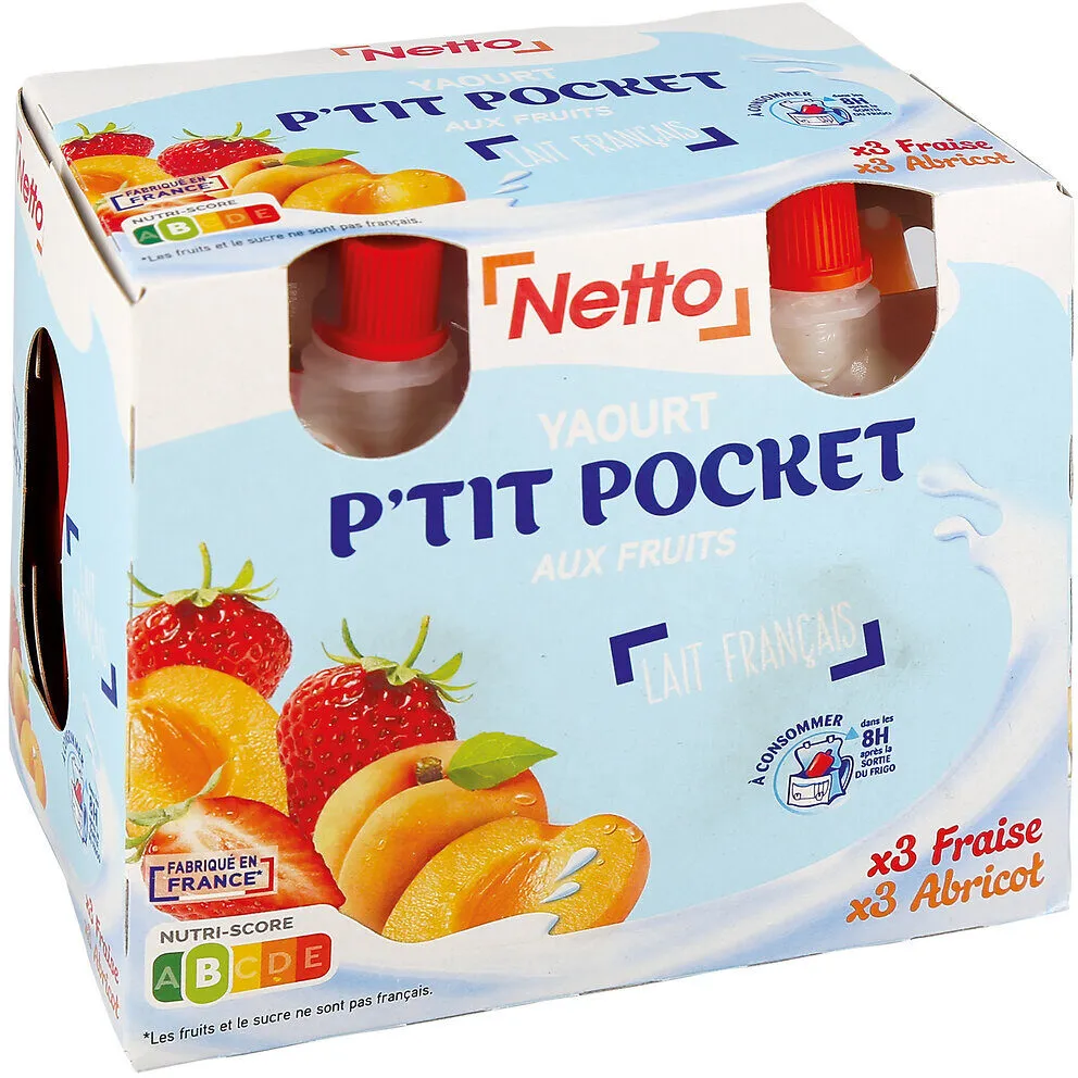 P'TIT POCKET - GOURDE YAOURT 6X90G - fraise, abricot