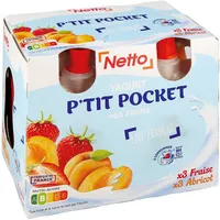 P'TIT POCKET - GOURDE YAOURT 6X90G - fraise, abricot
