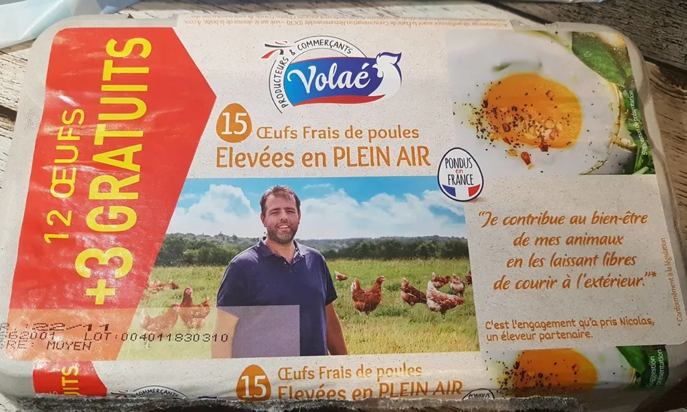 Œufs moyens élevés en plein air (12+3 gratuits)