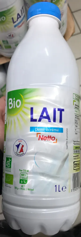 Lait uht 1/2 ecreme bio bt 1l