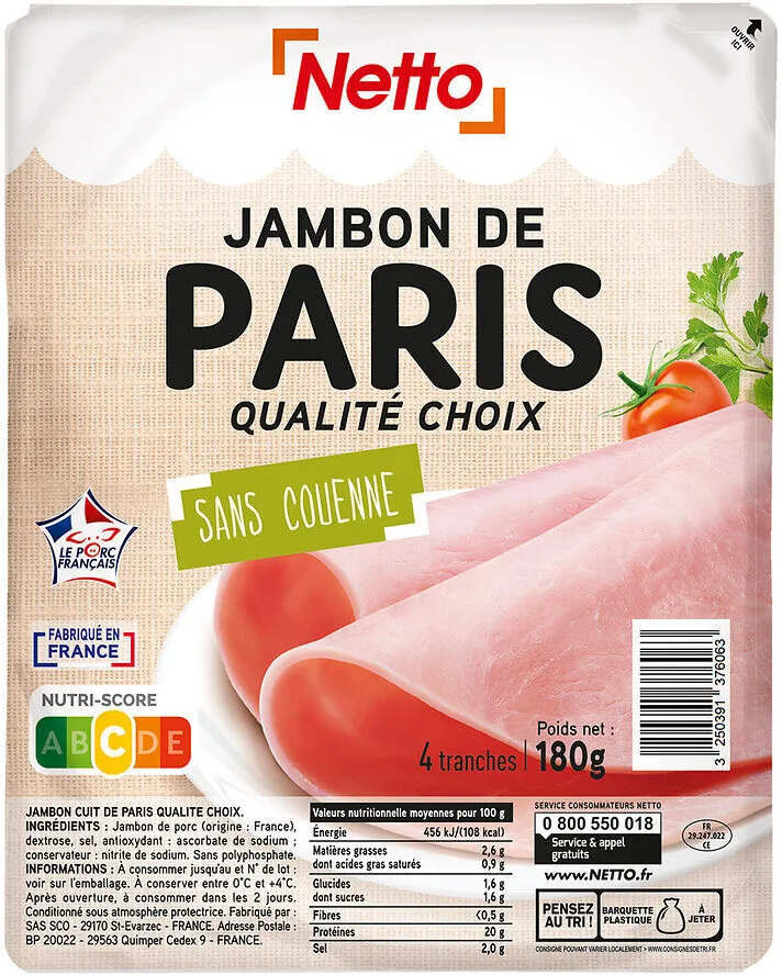 Jambon paris choix dd 4t 180g