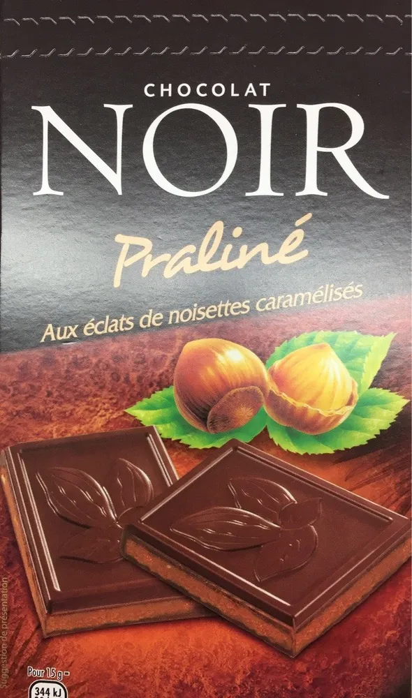 Tablette fourrée chocolat noir praliné - 150g