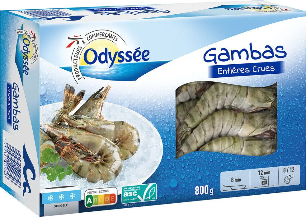 Gambas entières crues 8/12