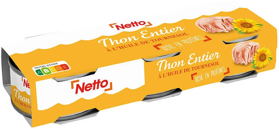 Thon entier à l'huile de tournesol 3x80g 52g (1/10)