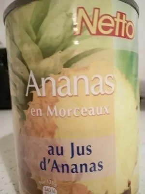 ANANAS EN MORCEAUX AU JUS D'ANANAS - boîte 3/4
