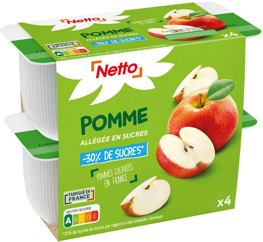 COUPELLES Compote de pommes allégée en sucres - 4 x 100 g