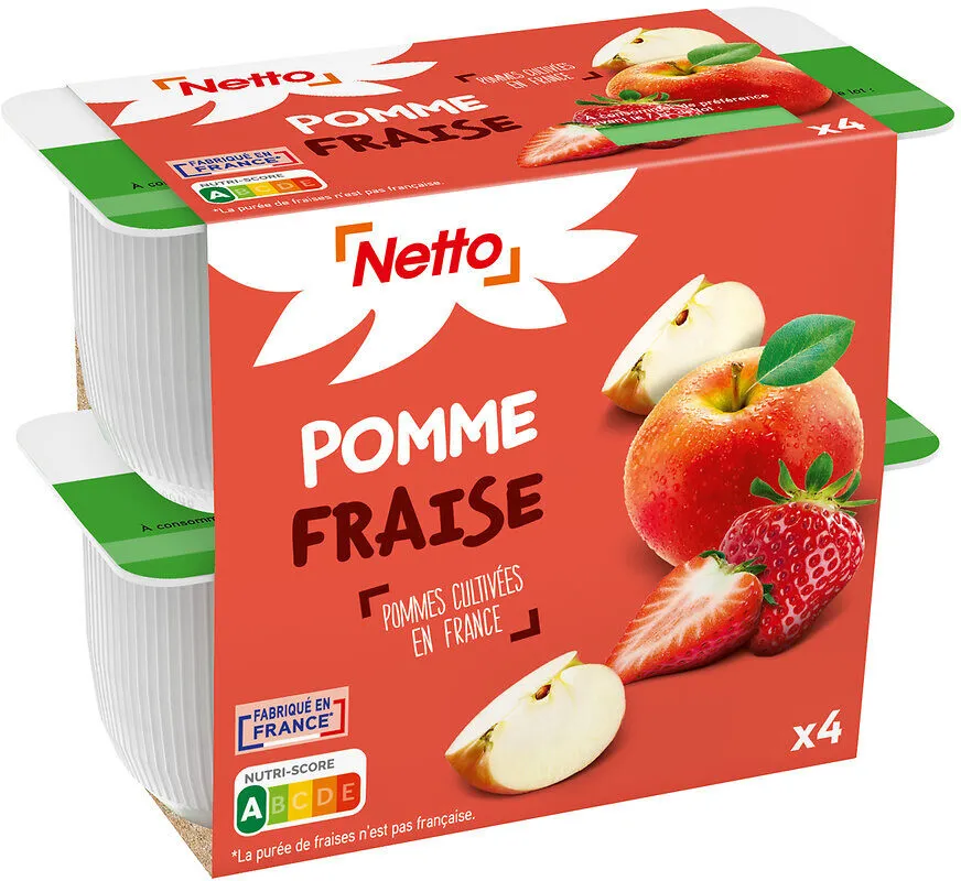 COUPELLES Compote de fruits Pommes fraises allégée en sucres - 4 x 100 g