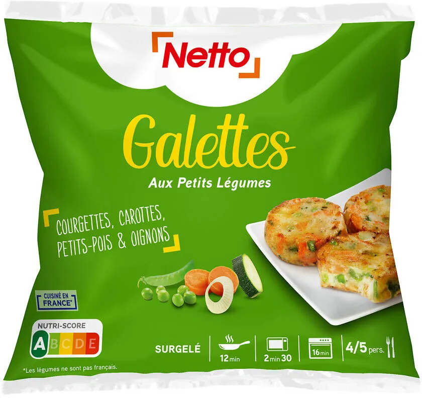 Galettes aux petits légumes (courgettes, carottes, petits pois, oignons)