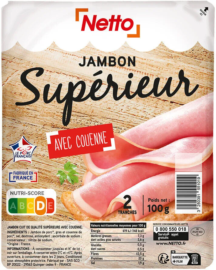 Jambon sup ac 2t 100g