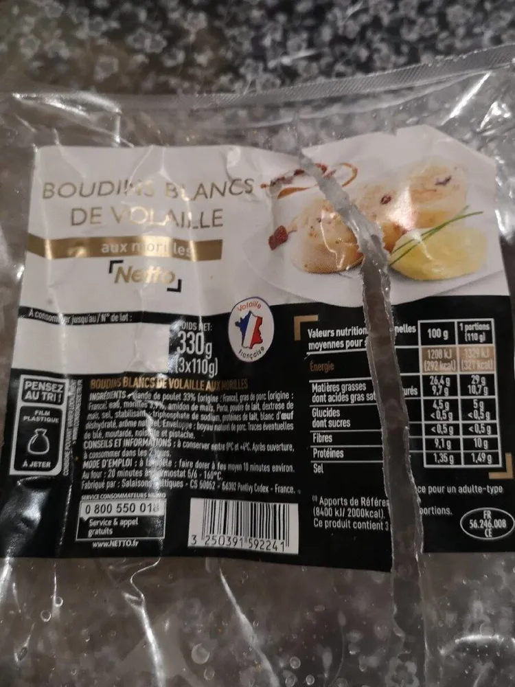 Boudin blanc volaille aux morilles x3 netto (promo)