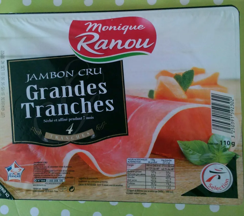 Jambon cru grandes tranches