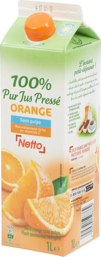 Pur jus orange sans pulpe brique 1l