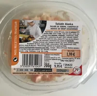 Salade Alaska, pates au surimi et ananas, la barquette de