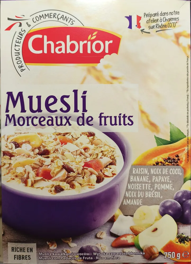 Muesli floconneux morceaux de fruits