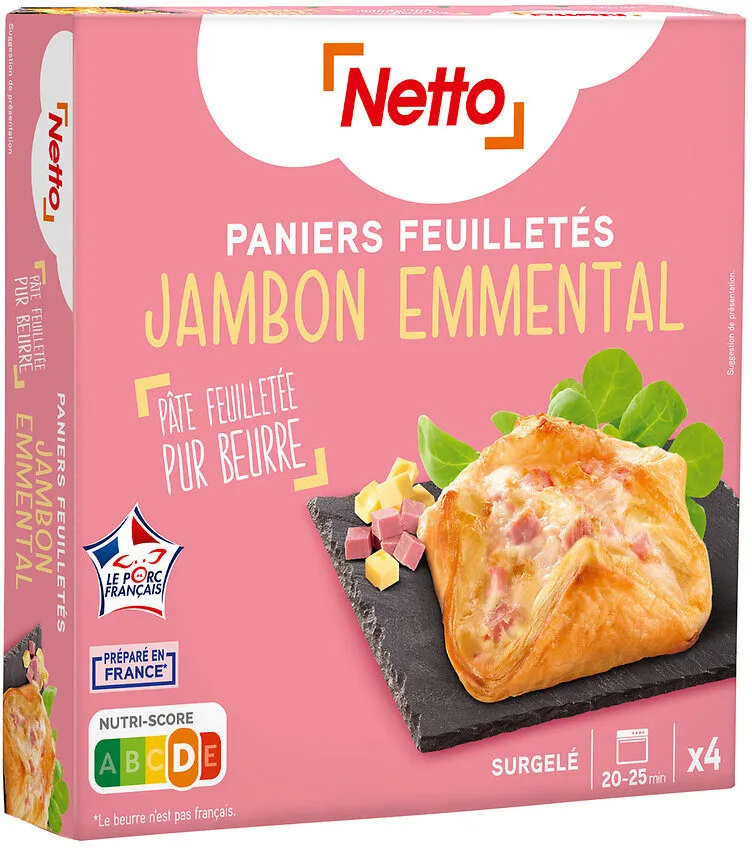 Paniers feuilletés jambon et emmental - 4 x 100g