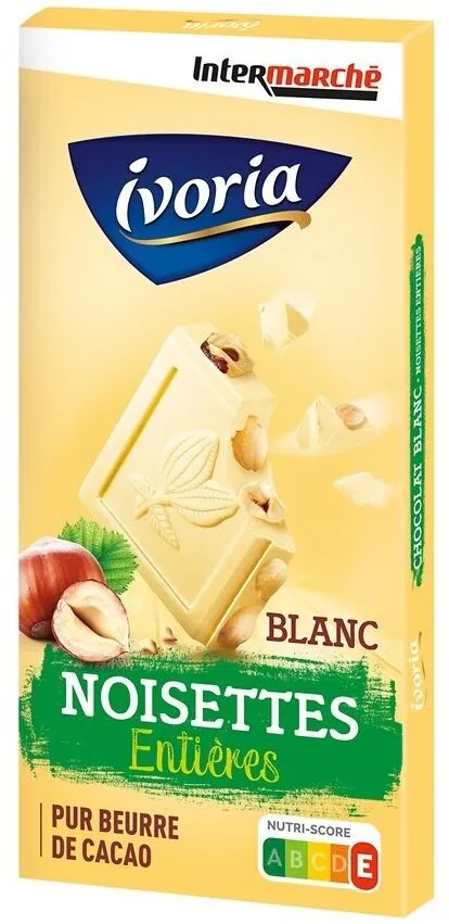 Tablette bloc chocolat blanc aux noisettes entières - 200g
