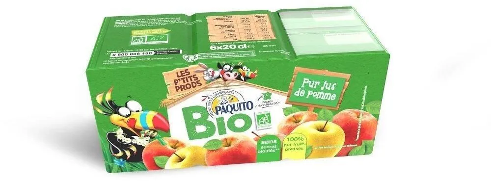 Pj pomme bio briquette 6x20cl