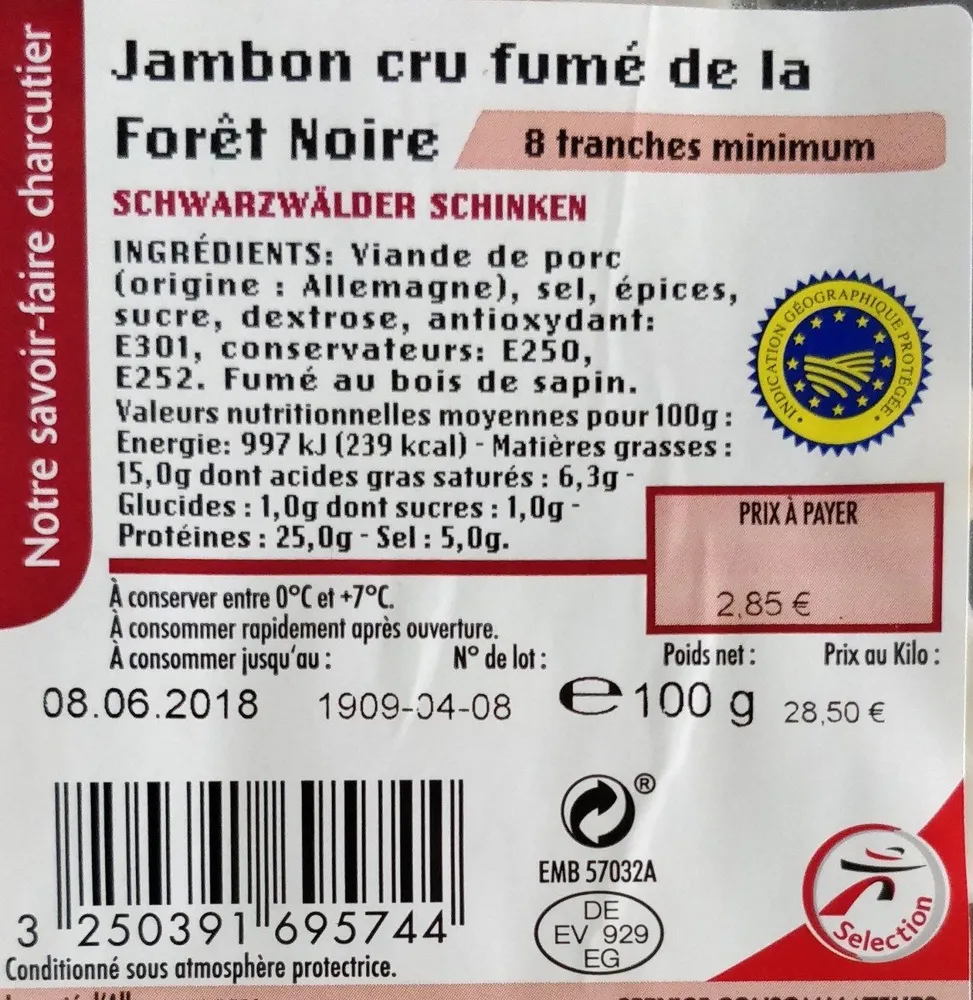 Jambon Cru Fumé de la Forêt Noire