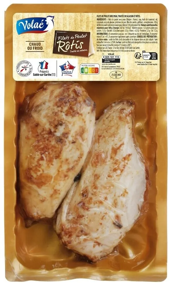 2 FILETS DE POULET ROTIS 250g PV