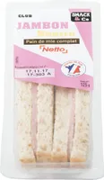 Sandwich club Duo - Jambon Beurre x2 - Pain complet - 125g