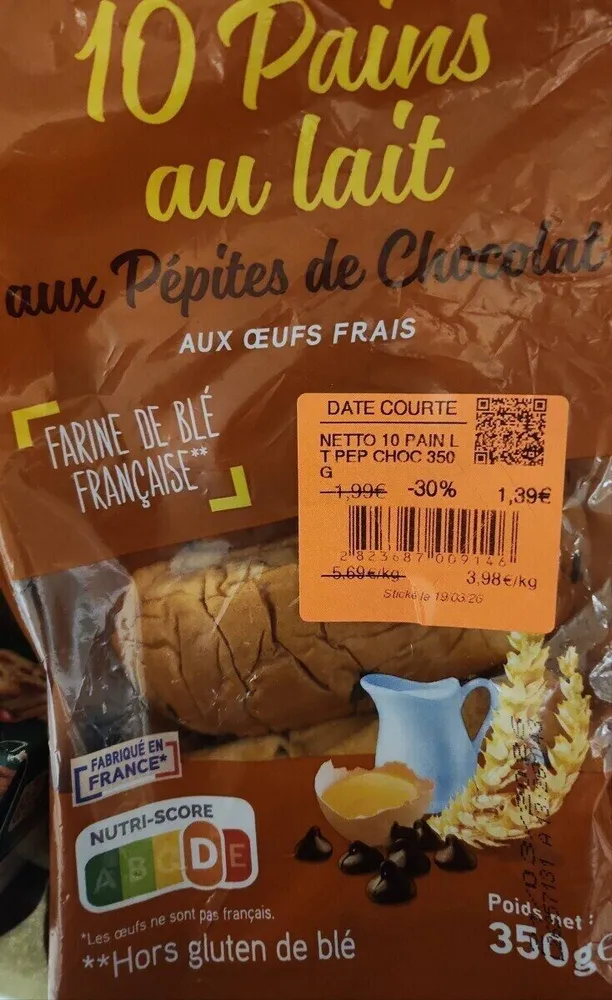 10 pains au lait aux pépites de chocolat aux oeufs frais