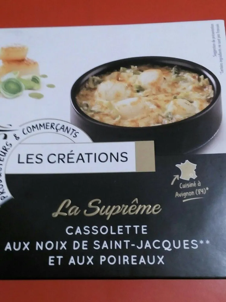 Monique Ranou, Cassolette de St Jacques aux poireaux, 120 g