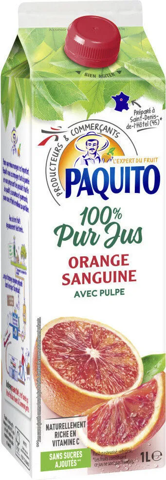 100% pur jus orange sanguine avec pulpe