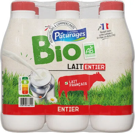 Lait uht entier bio bt pack 6x1l