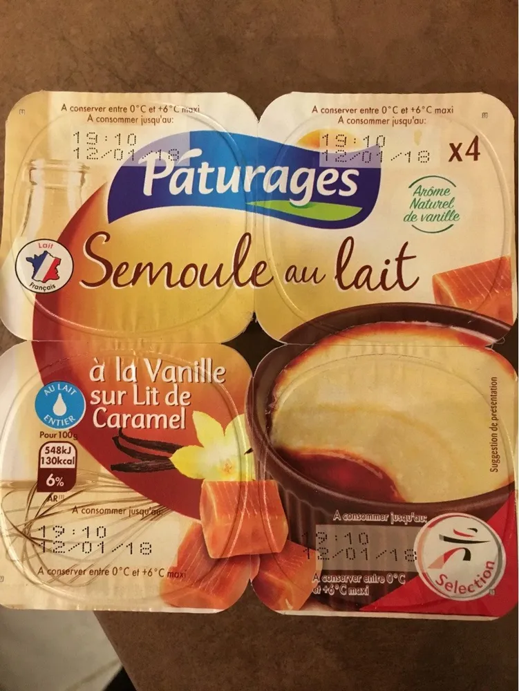 Semoule au lait à la vanille sur lit de caramel