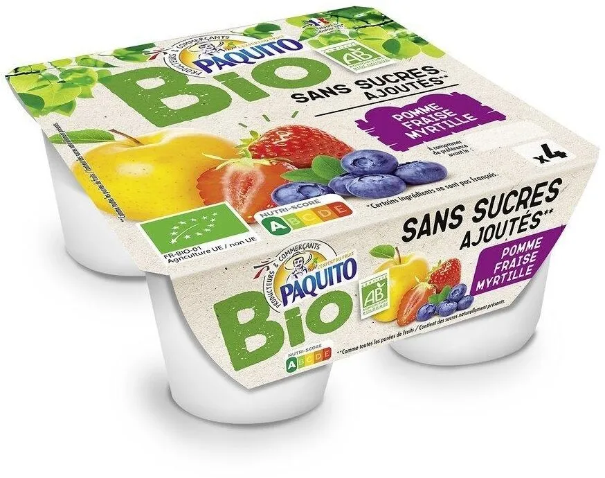 COUPELLES Purée de fruits Pommes fraises myrtilles SSA - BIO - 4 x 100 g