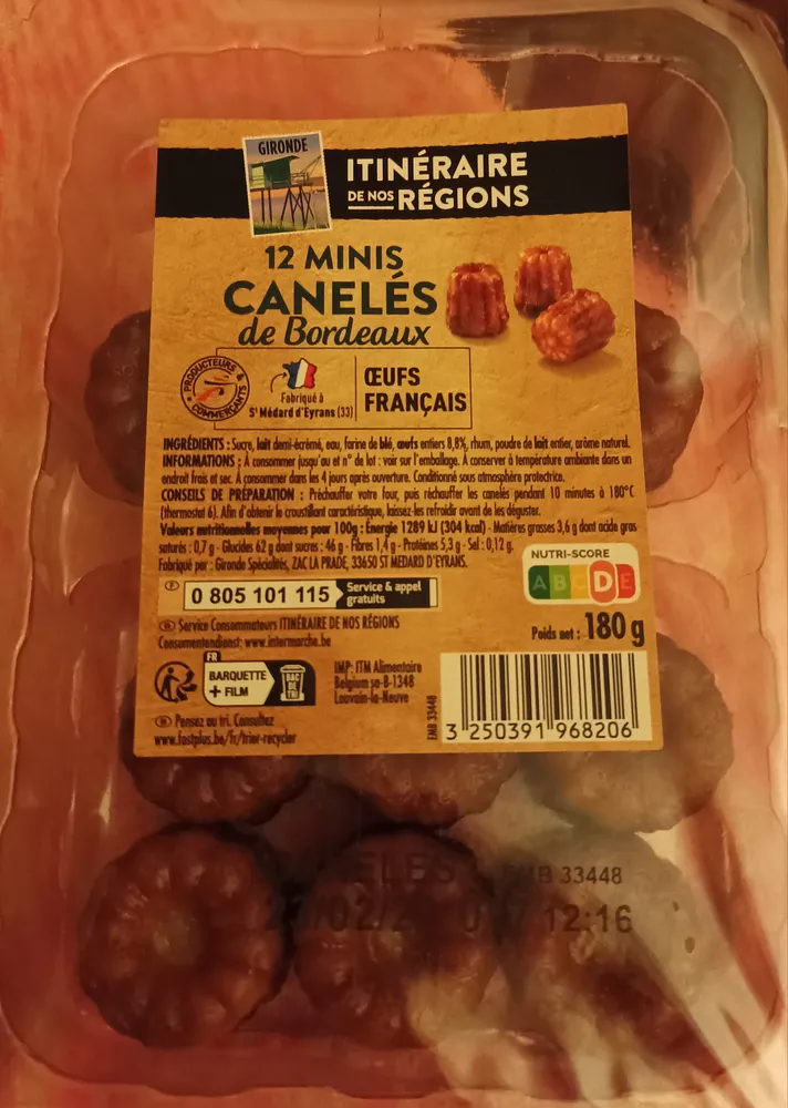 Mini canele bordeaux x12 180g