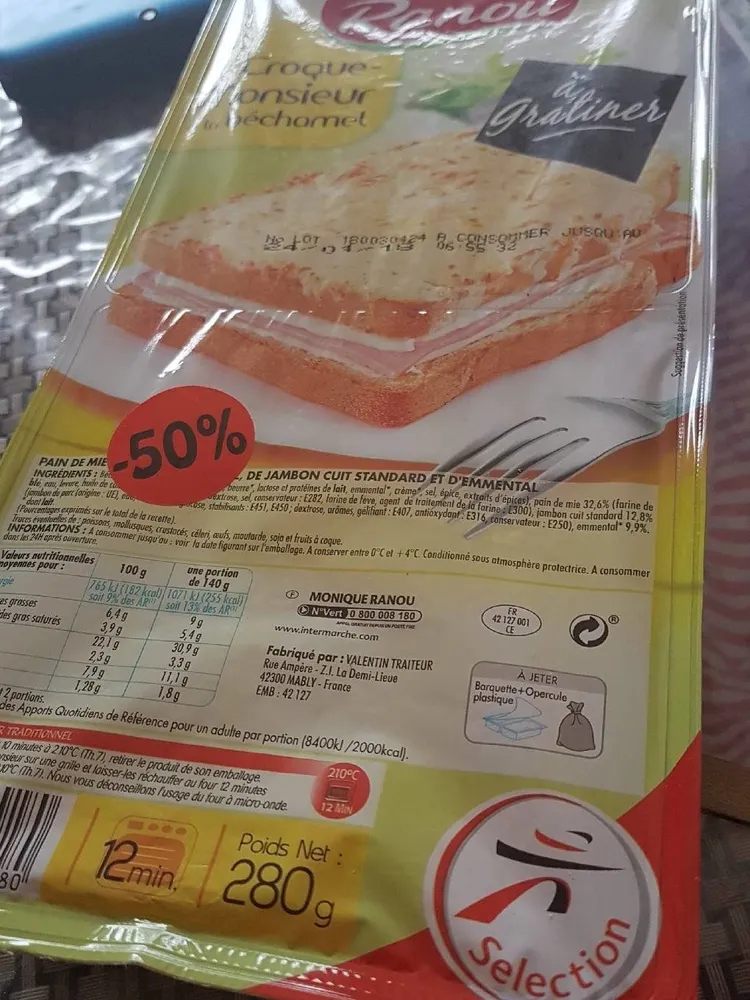 CROQUE MONSIEUR Bechamel x 2