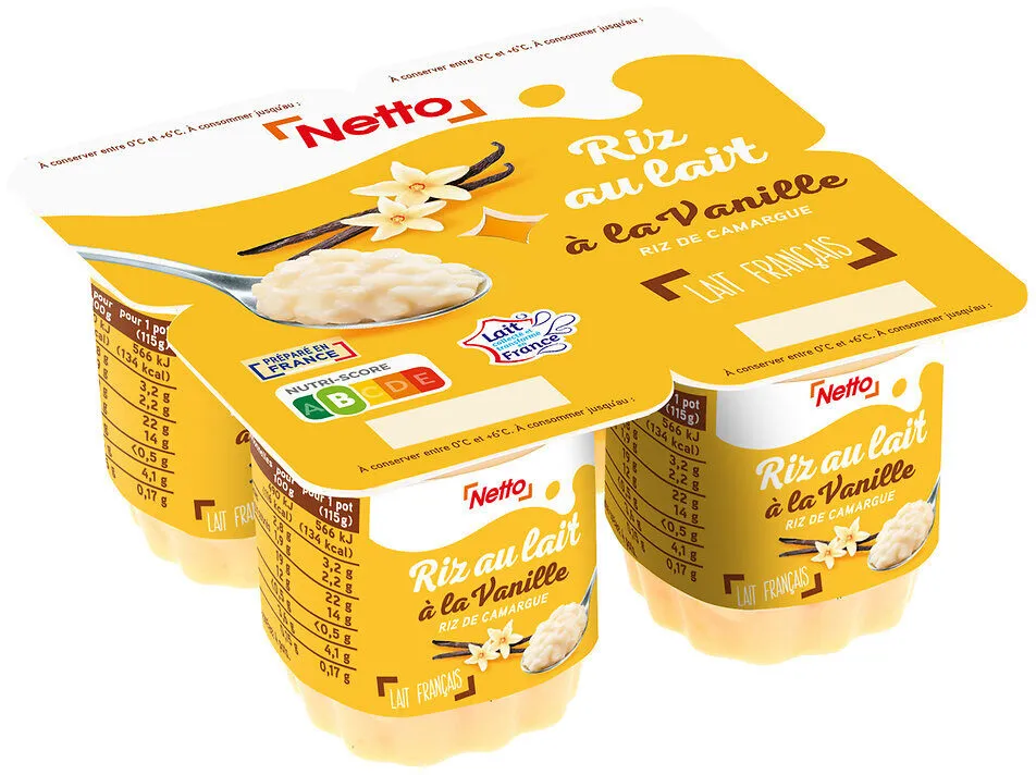 Riz au lait vanille 4x115g