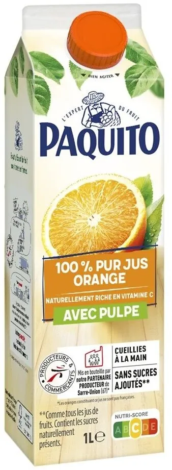 Pj orange avec pulpe brique 1l