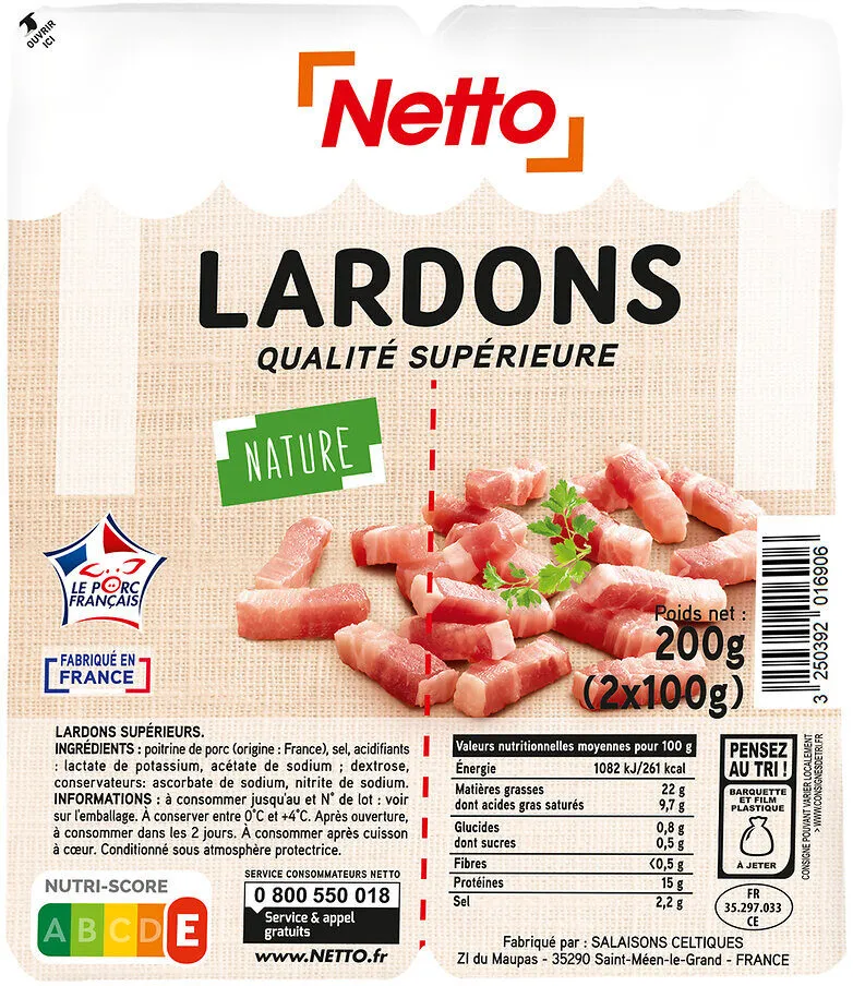 Lardons nature 2x100g