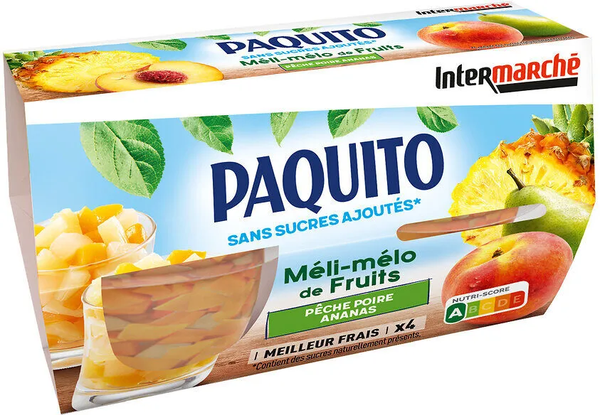 CUP Méli-mélo : Mélange de Pêches, ananas et poires SSA - 4 x 65g