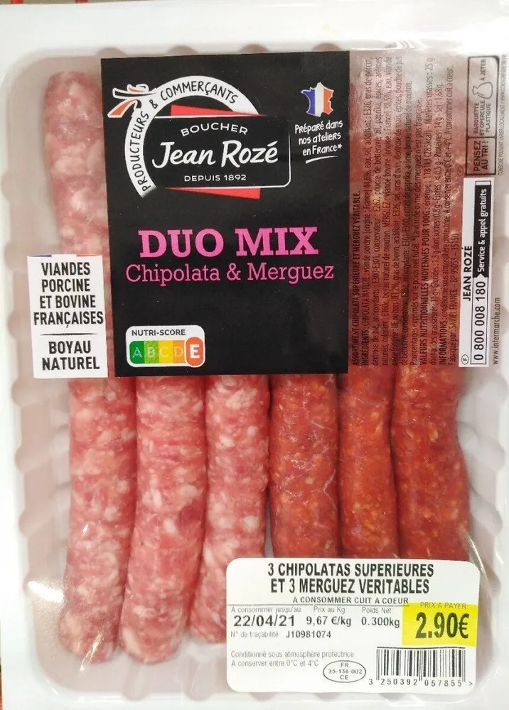 Jean Rozé / DUO MIX Chipolata & Merguez / 300 gr