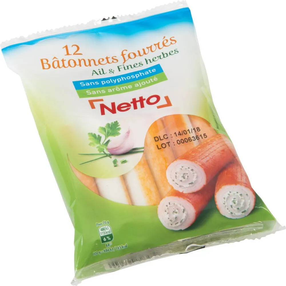 Bâtonnets fourrés ail et fines herbes