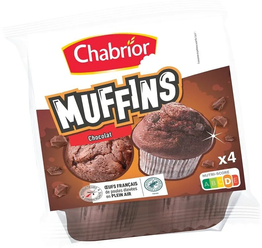 Muffins chocolat aux pépites de chocolat x4 - ADO