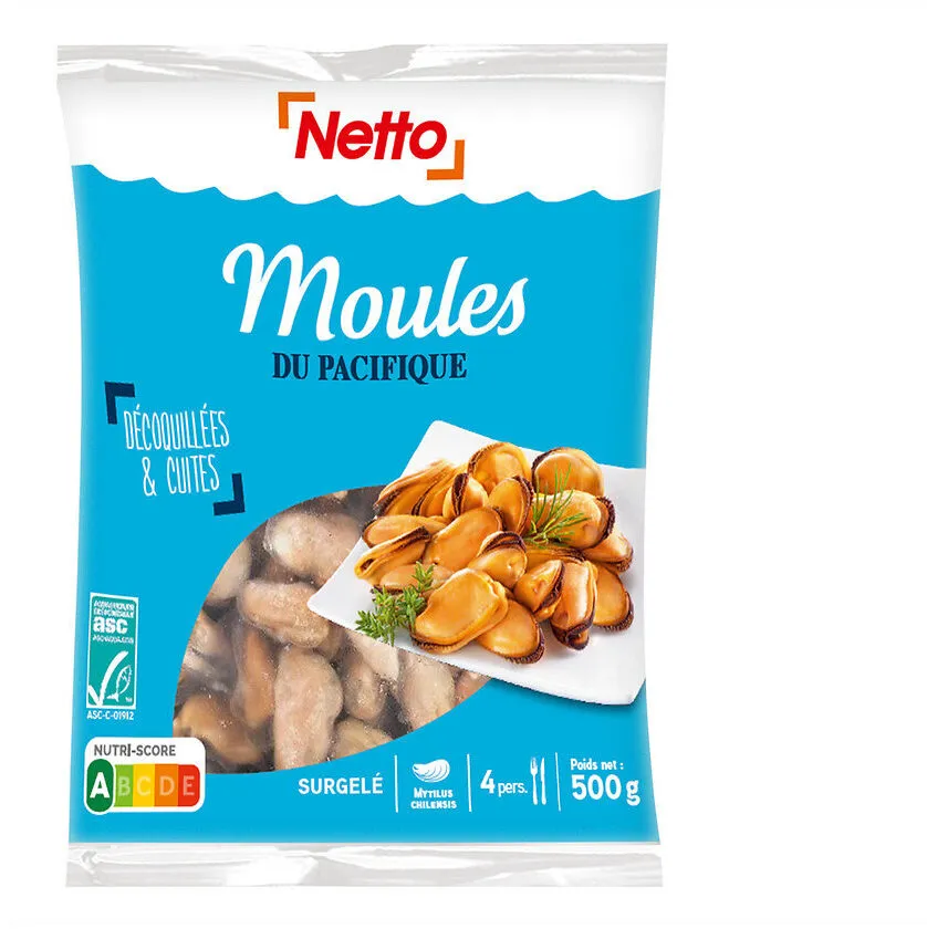 Moules du pacifique decoquillees cuites asc 500g