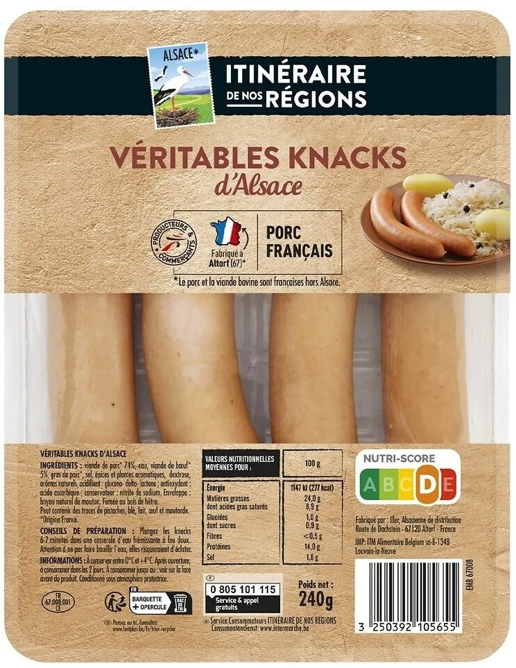 VERITABLE KNACK D'ALSACE x4 240g IDR
