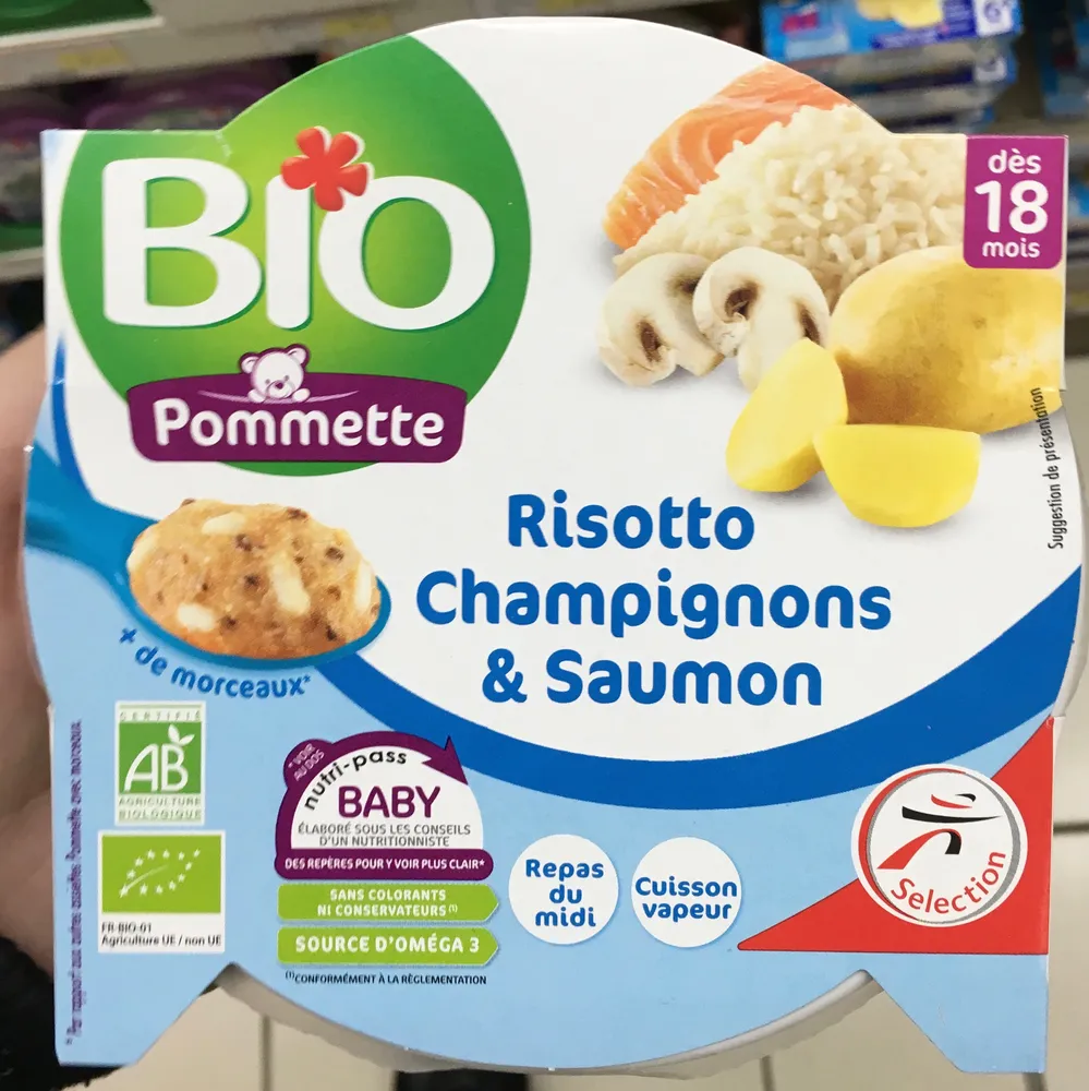 Assiette bio risotto saumon champignons 18 MOIS 260g
