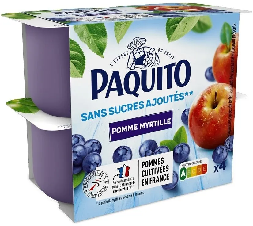 Puree de fruits pomme myrtille ssa 4x100g