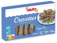CREVETTES TROPICALES ENTIERES CRUES 400G HOSO ASC calibre 40-60/kg