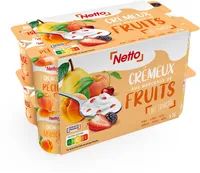 YAOURTS CREMEUX AUX FRUITS 16X125G - fraise, abricot, pêche, poire, cerise, mûre