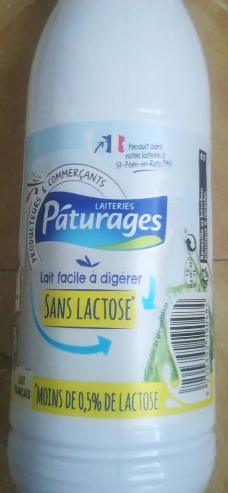 Lait Réduit en Lactose Demi écrémé Pâturages